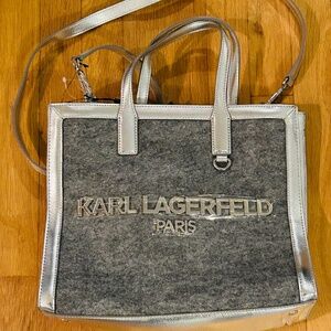 Karl lagerfeld gray silver bag